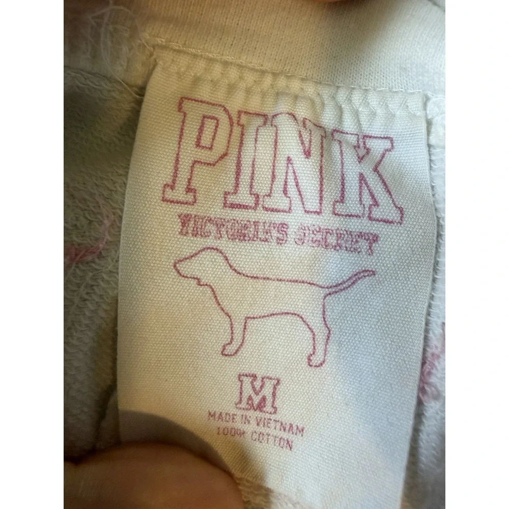 Y2K Pink Victoria Secret Capri Lounge Pants Low Rise Love Size Medium White